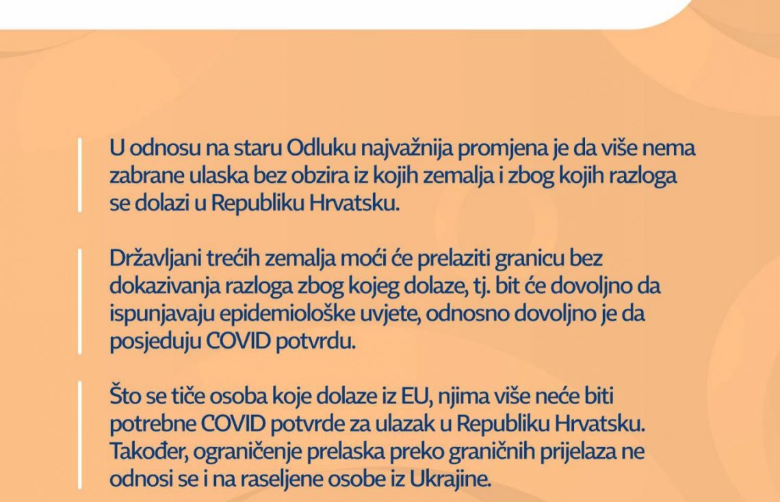 Odluka o privremenom ograničavanju prelaska preko graničnih prijelaza Republike Hrvatske